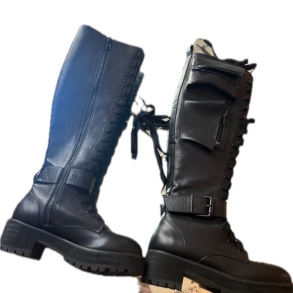 Dolls Kill Black Lace-Up Combat Boots - Picture 2 of 3